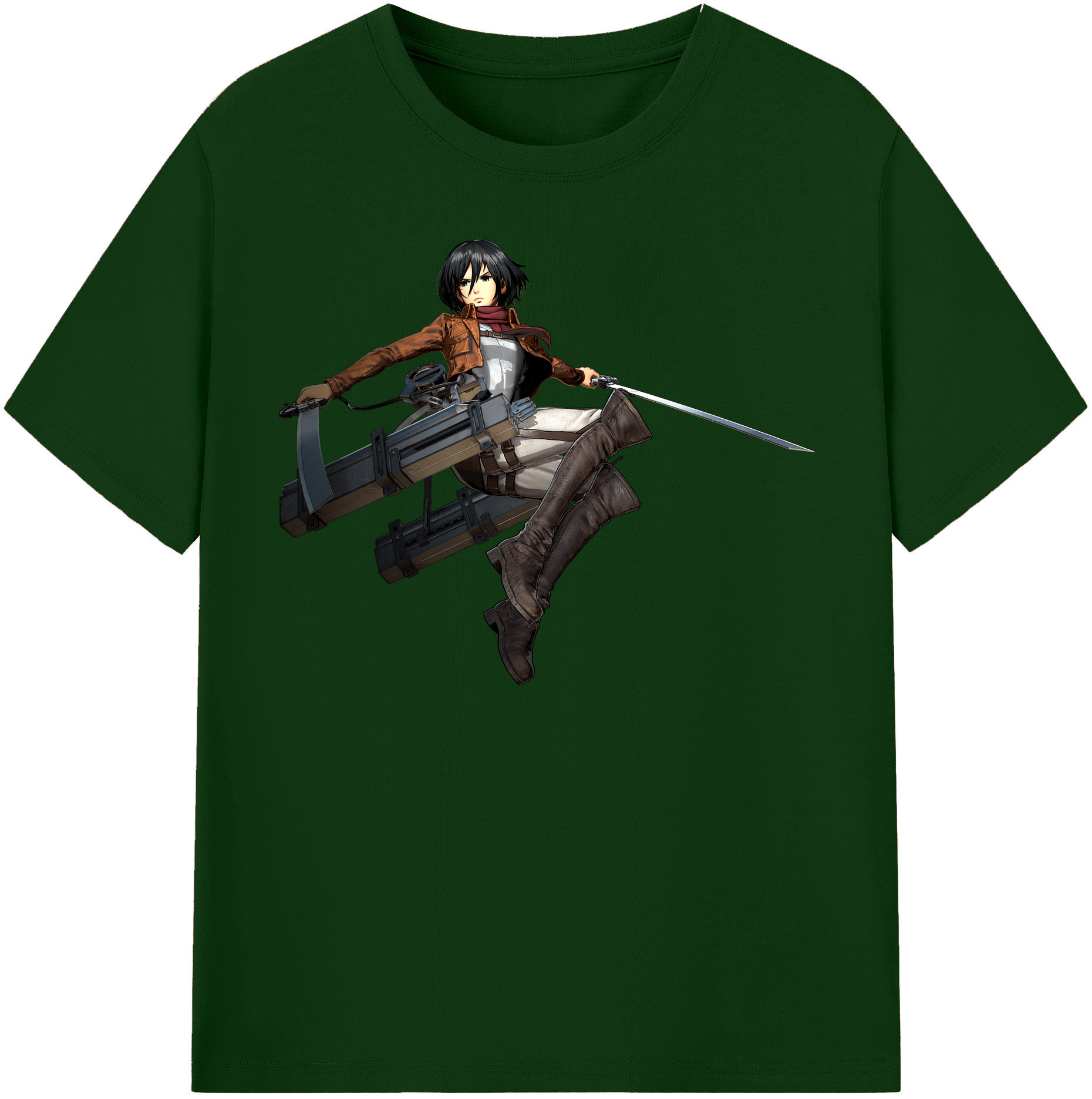 （画像用） 進撃の巨人 ミカサ·アッカーマン Attack on Titan Mikasa Ackerman 綿100％半袖Tシャツ（フロントプリント）